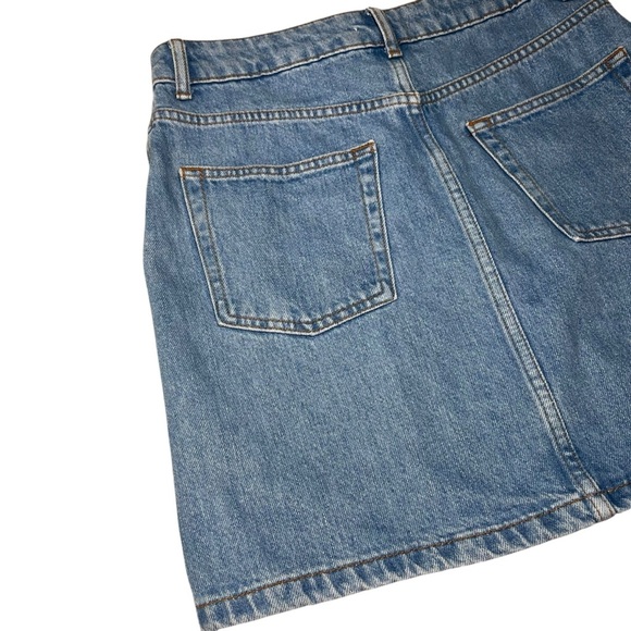 Topshop Denim Skirt Blue Button Front Closure Pockets Cotton Size 6 90s Y2K Boho - Picture 10 of 16